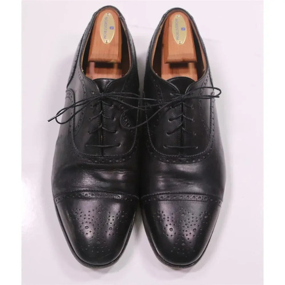 Peal & Co for Brooks Brothers Black Captoe Oxford Leather Dress Shoes 12 D - Picture 4 of 12